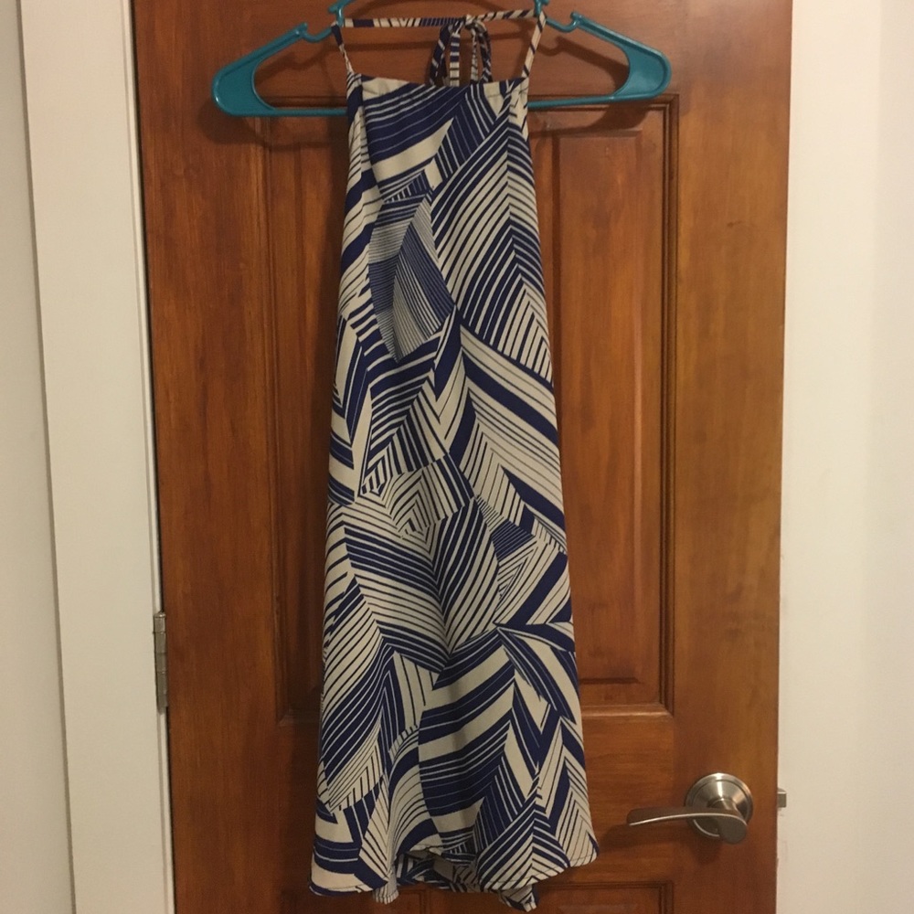 Lulus blue and white striped halter dress